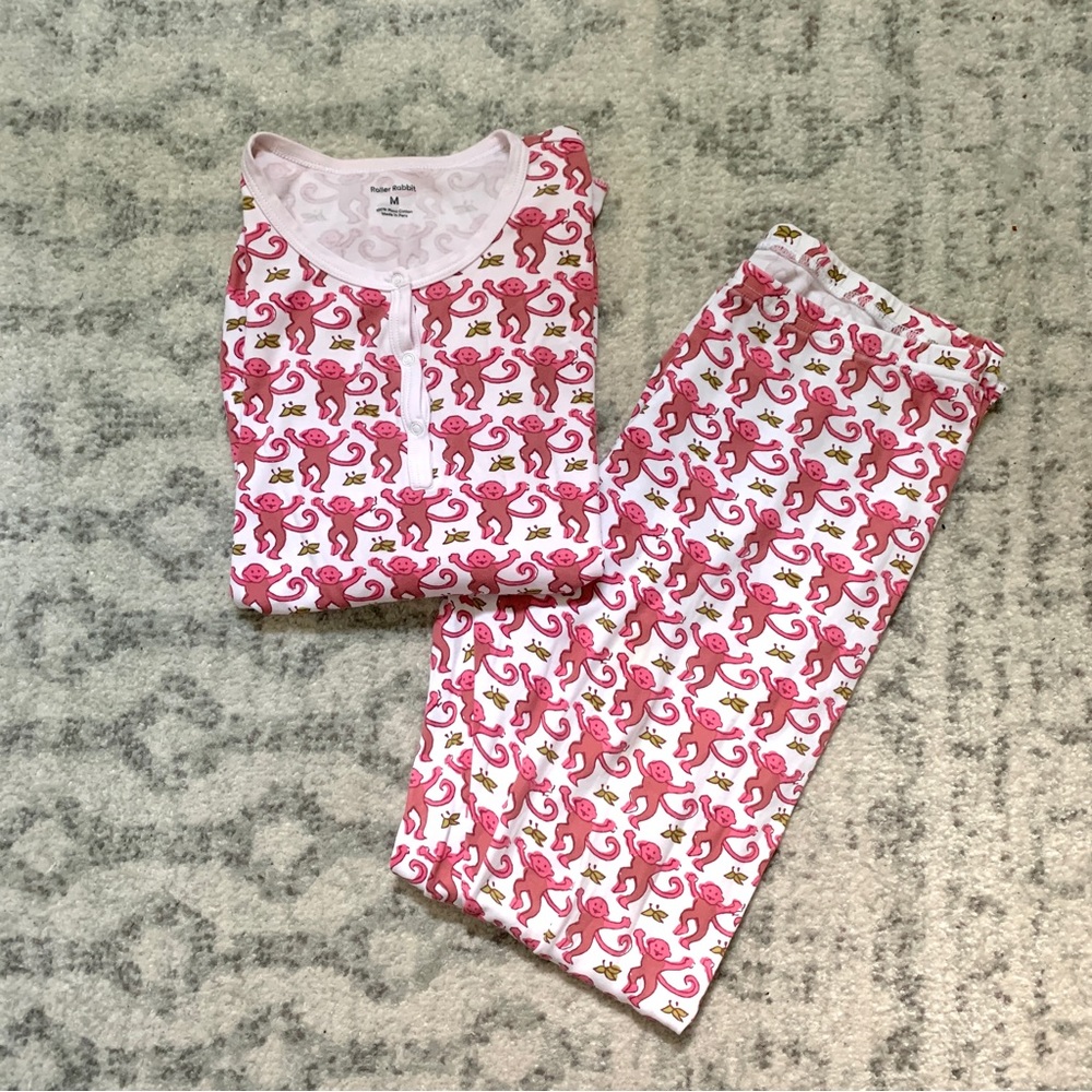 Roller Rabbit Pink Monkey Pajama Set